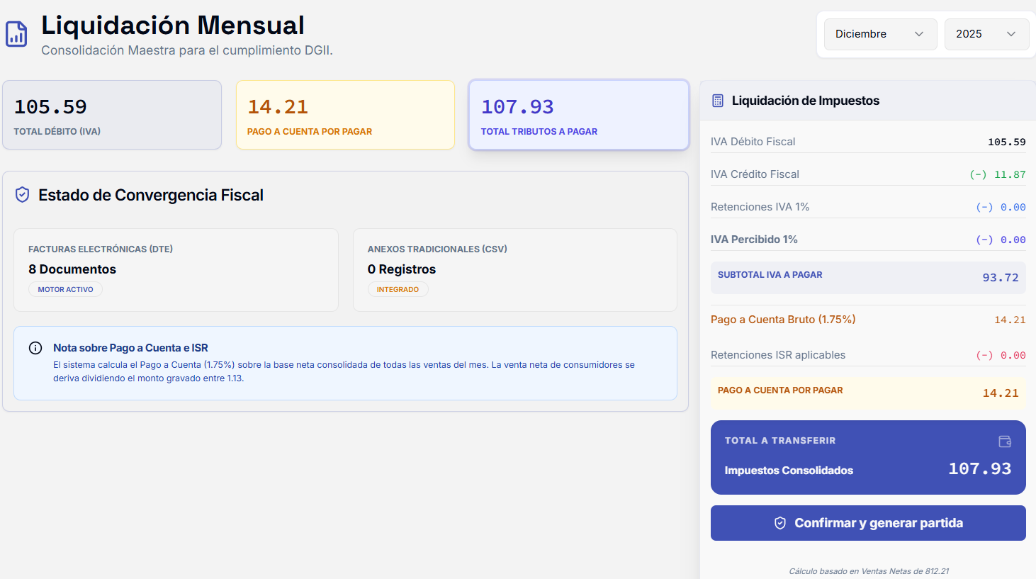 Liquidación Fiscal en DALA ERP